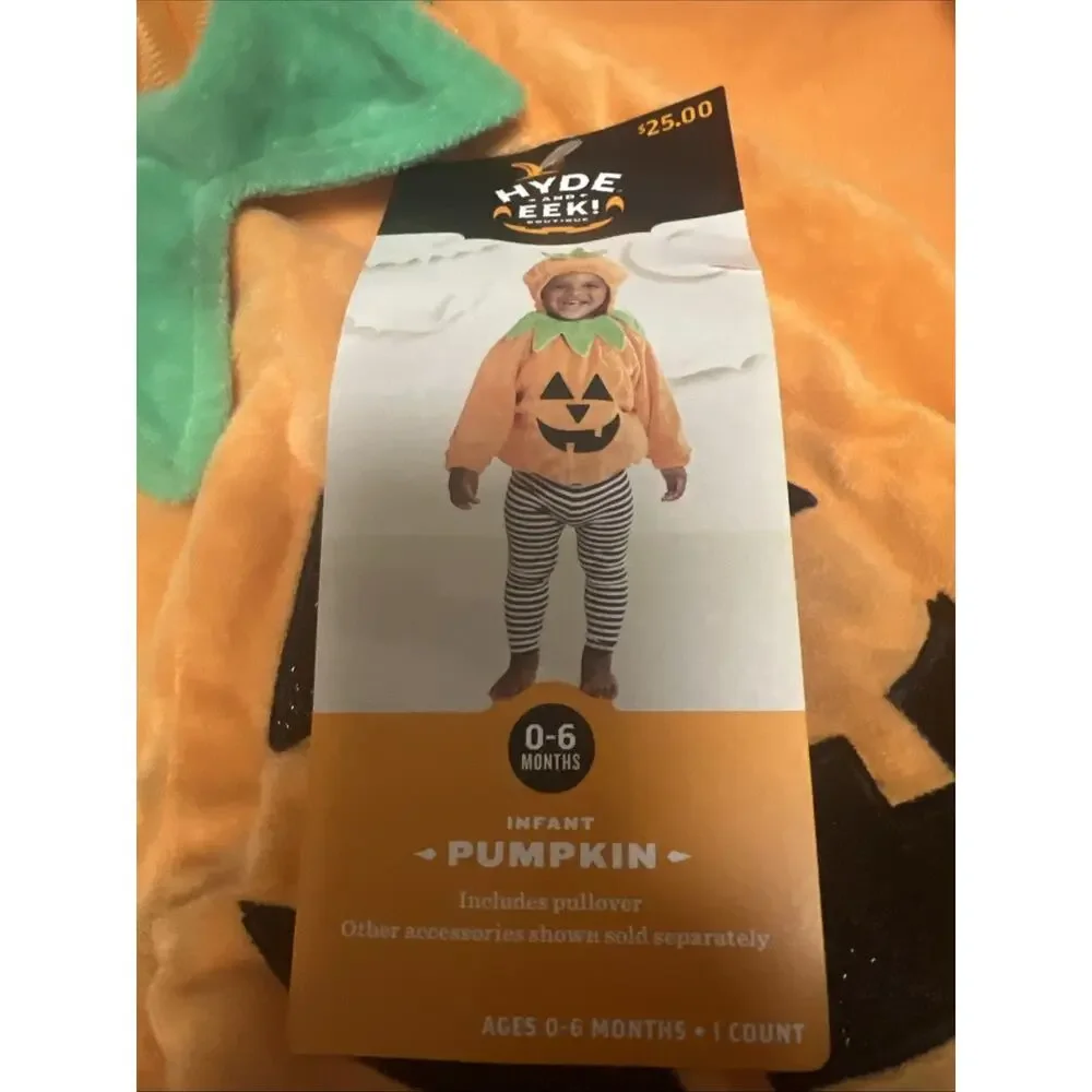 Hyde& Eek Plush Infant Pumpkin Hooded Halloween Costume Baby 0-6 Months NWT